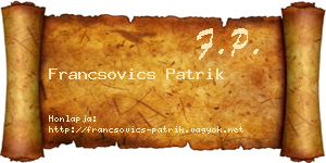 Francsovics Patrik névjegykártya